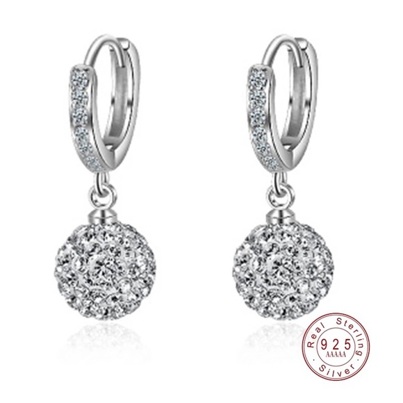 New S925 ball round crystal zircon Earrings - Picture 2 of 4
